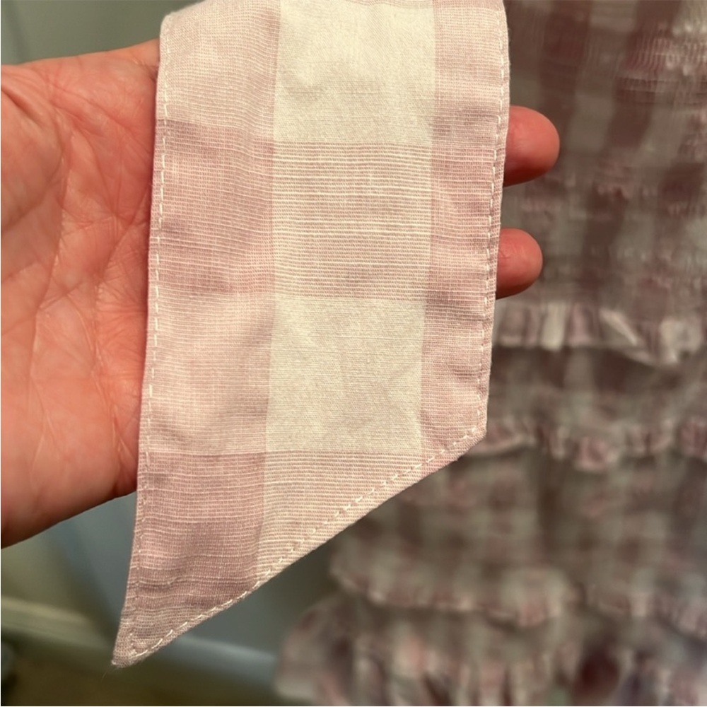 MABLE Lavender Gingham Smocked Ruffle Dress Small - Picture 8 of 10